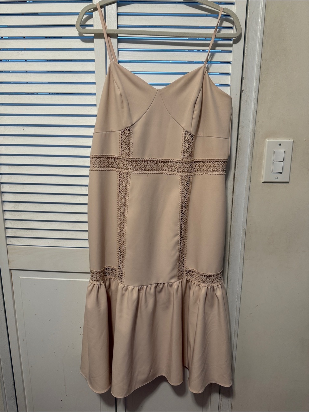 Nanette Lepore Blush Pink & Cream Lace-Trim Midi Dress